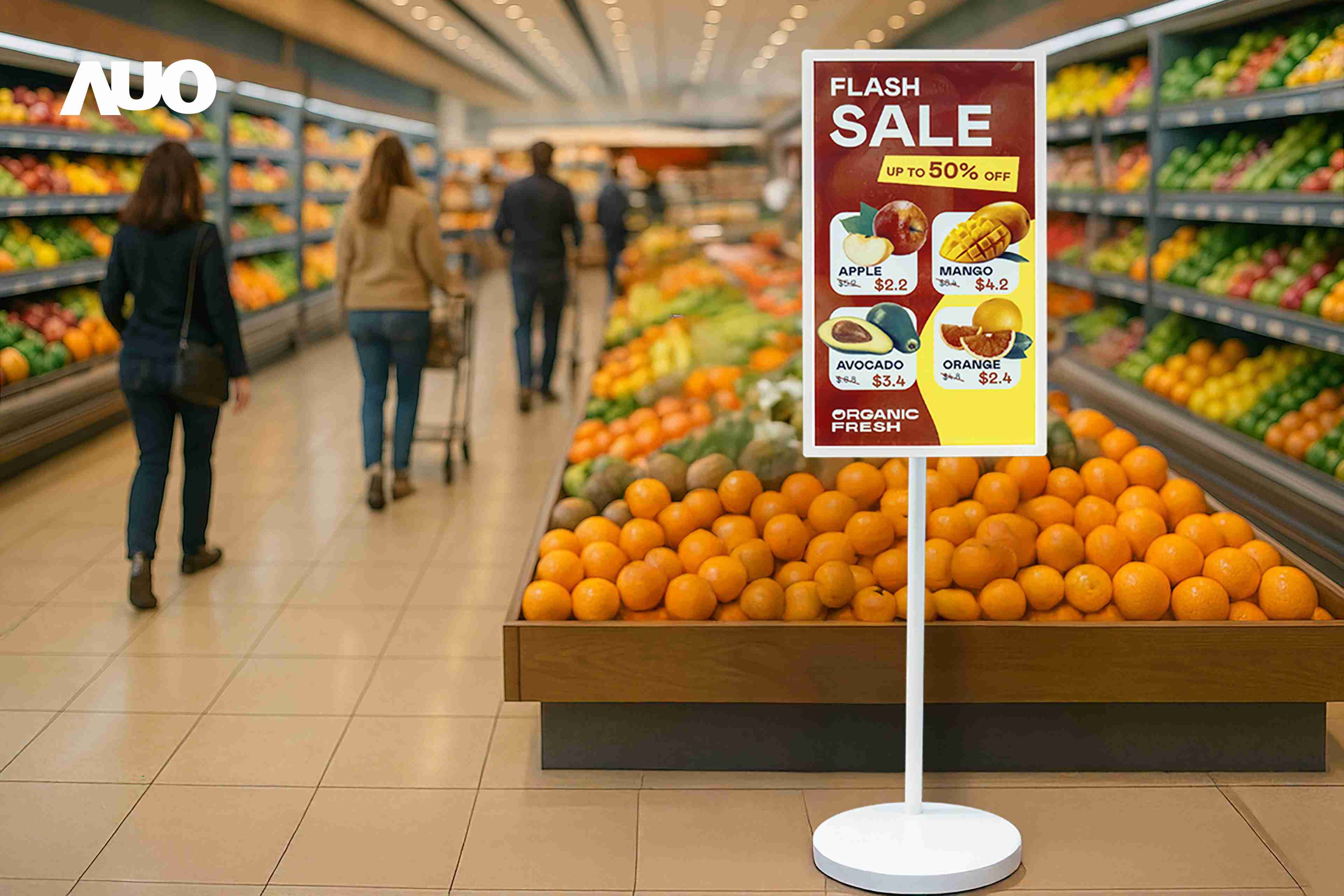 达擎首亮相低功耗、、全彩的〝aecoPost电子纸解决方案〞，，，，仅在更新画面时需要微量的电力驱动，，无需布建电线的便捷设计，，，，使其可灵活应用、、、、随意置放，，，并可透过云端或行动装置app，，，，轻松管理及排程广告内容，，，，晋升店头营销利器。。